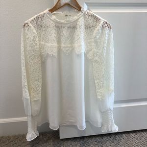 White House Black Market Cream Blouse SZ: M